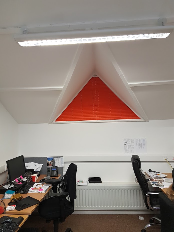 Pleated blinds for triangular office windows Blinds London
